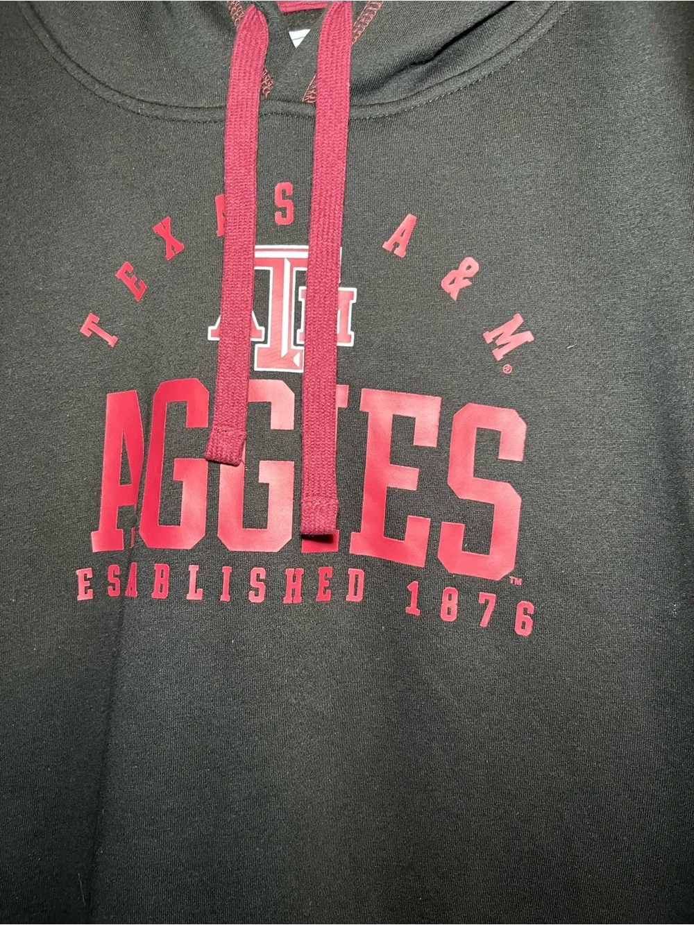 Fanatics Black and Maroon Hoodie with Interior Logo